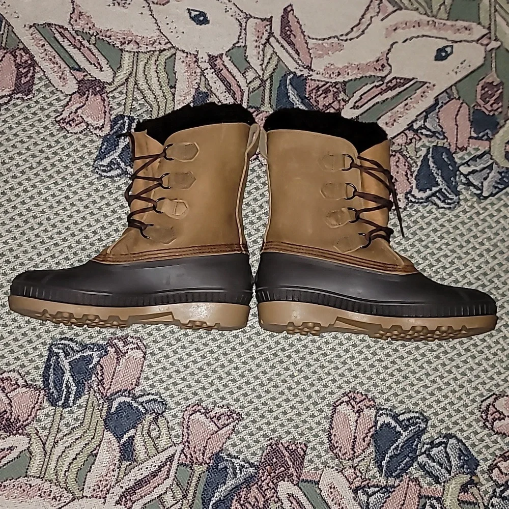 Sorel Badger Boots lined lace up brown logo snow boot